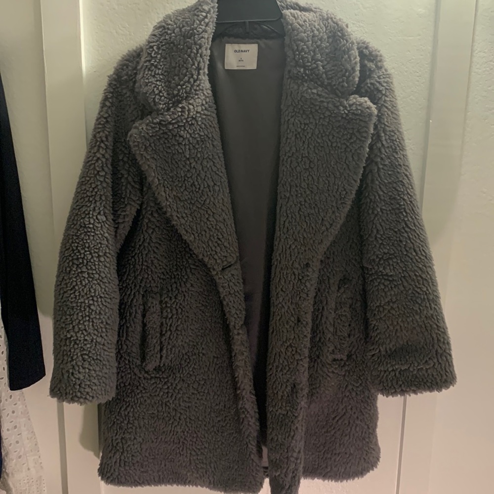 Old navy shaggy gray coat